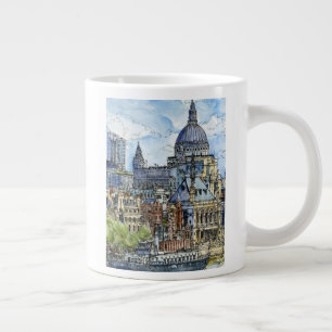 Destinations Watercolor River Thames Waterfront Large Coffee Mug