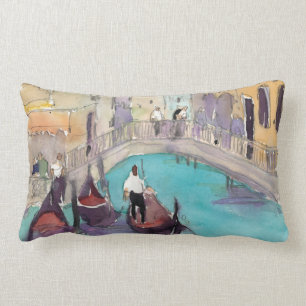 Destinations Watercolor Venice Gondola Ride Lumbar Cushion