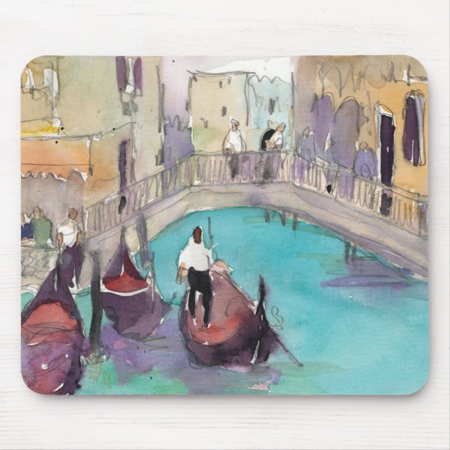 Destinations | Watercolor Venice Gondola Ride Mouse Pad (Front)