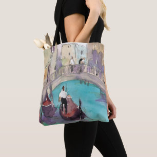 Destinations Watercolor Venice Gondola Ride Tote Bag