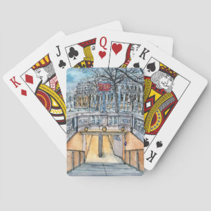 Destinations   Watercolor Vintage Metro Entrance Playing Cards