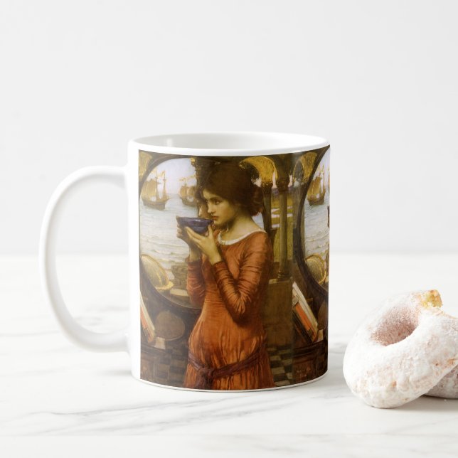 Destiny by John William Waterhouse Coffee Mug (With Donut)
