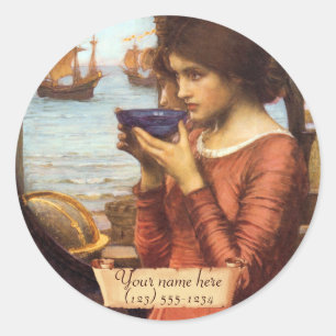 Destiny J. W. Waterhouse Pre-Raphaelite Bookplate Classic Round Sticker