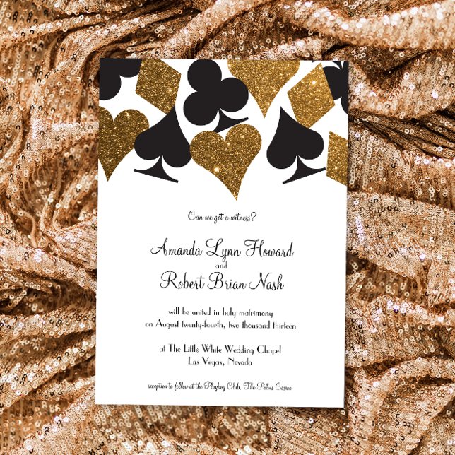 Destiny Las Vegas Wedding Invite Faux Gold Glitter (Creator Uploaded)