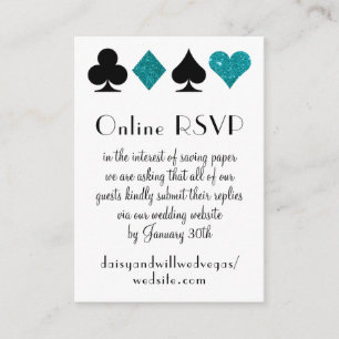 Destiny Las Vegas Wedding Online RSVP Teal Glitter Enclosure Card