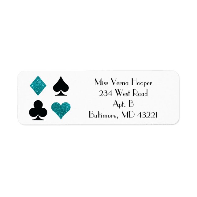 Destiny Las Vegas Wedding Teal Glitter Label (Front)