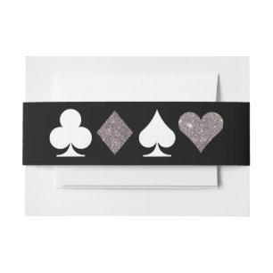 Destiny Vegas Invite Faux Silver Glitter Bellyband Invitation Belly Band
