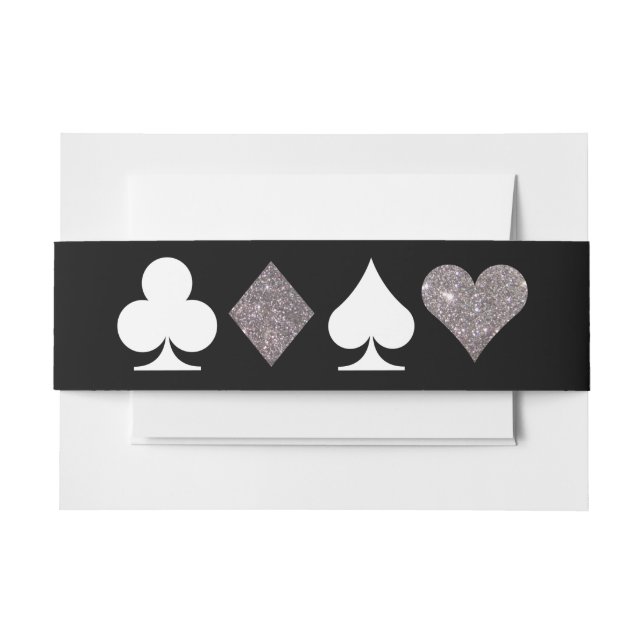Destiny Vegas Invite Faux Silver Glitter Bellyband Invitation Belly Band (Front Example)