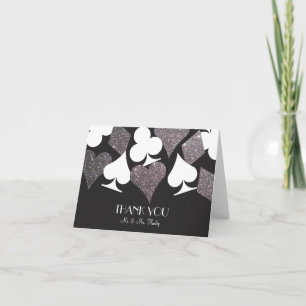 Destiny Vegas Thank You Card Faux Silver Glitter