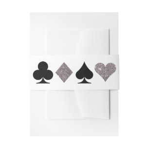 Destiny Vegas Wedding Faux Silver Glitter Invitation Belly Band