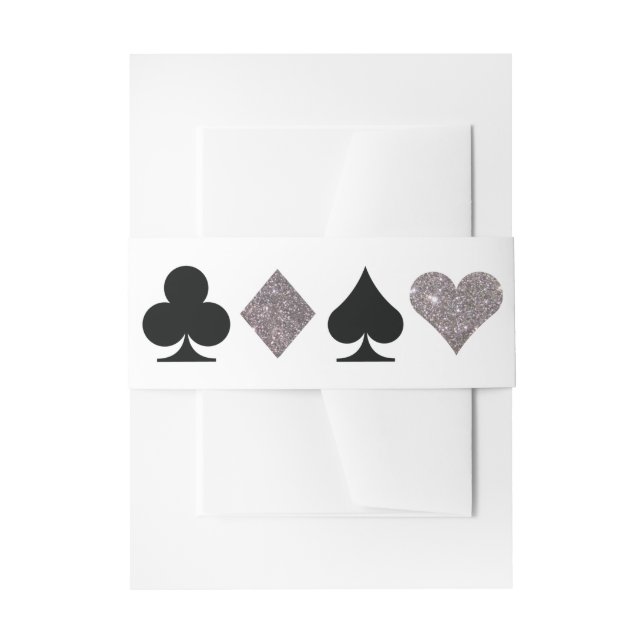 Destiny Vegas Wedding Faux Silver Glitter Invitation Belly Band (Front Example)