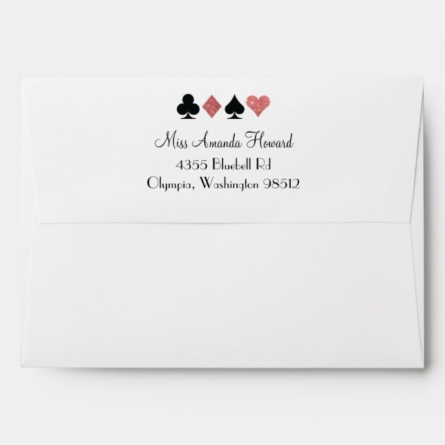 Destiny Vegas Wedding Rose Gold Glitter Envelope (Back (Top Flap))