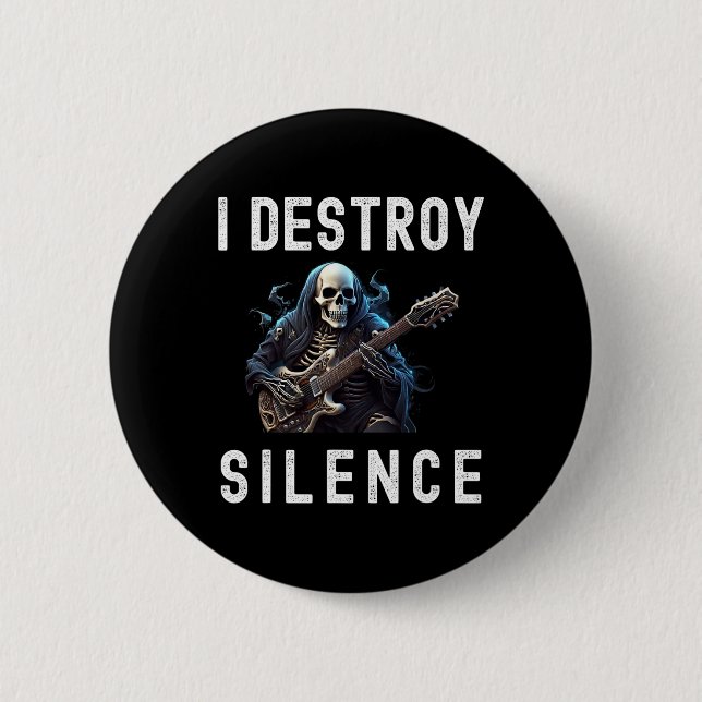 Destroy Silence Ghost Guitar Funny Guitar  6 Cm Round Badge (Front)