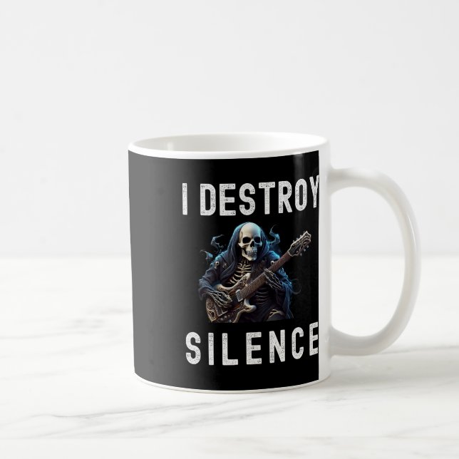 Destroy Silence Ghost Guitar Funny Guitar  Coffee Mug (Right)