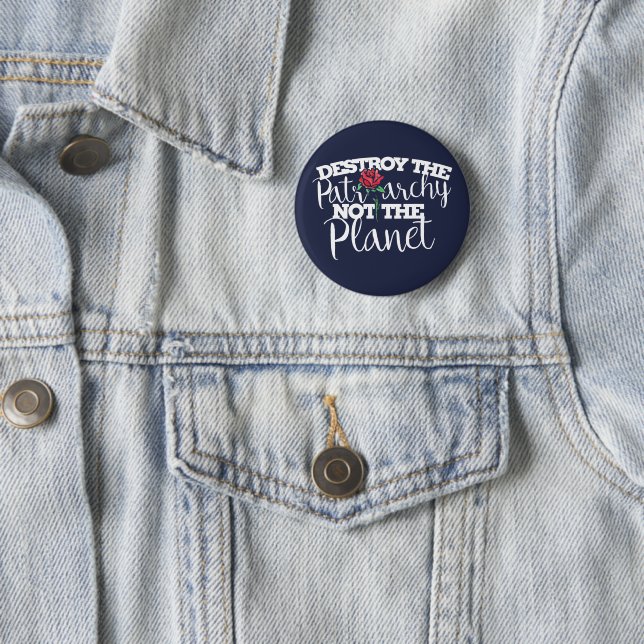 Destroy the Patriarchy not the Planet Feminist 6 Cm Round Badge (In Situ)