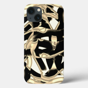 Destroyed black and beige scraps or tape on clear iPhone 13 case