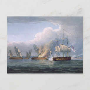 Destruction of the French Frigates L'Arianne & L'A Postcard