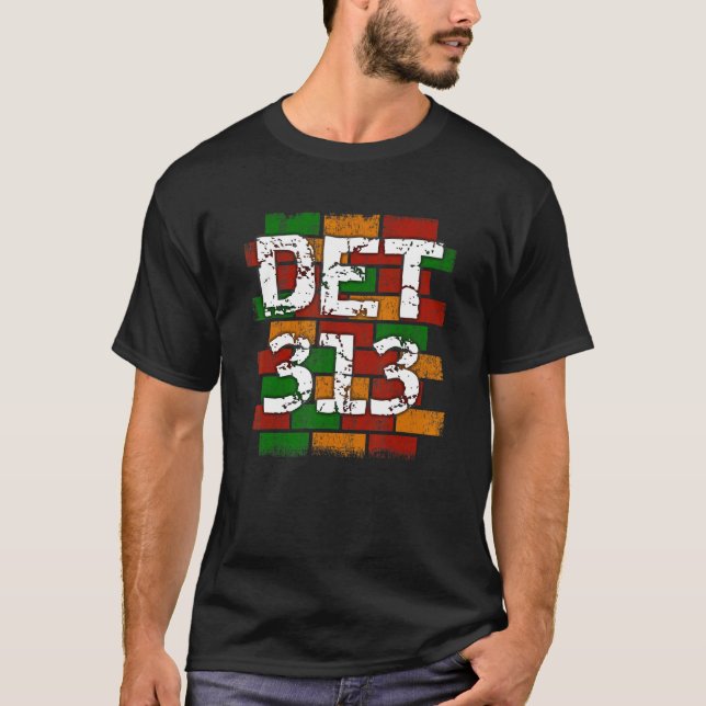 DET 313 Detroit Area Code Graffiti T-Shirt (Front)