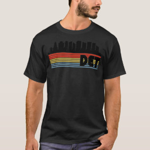 DET, Detroit Retro Rainbow Striped City T-Shirt