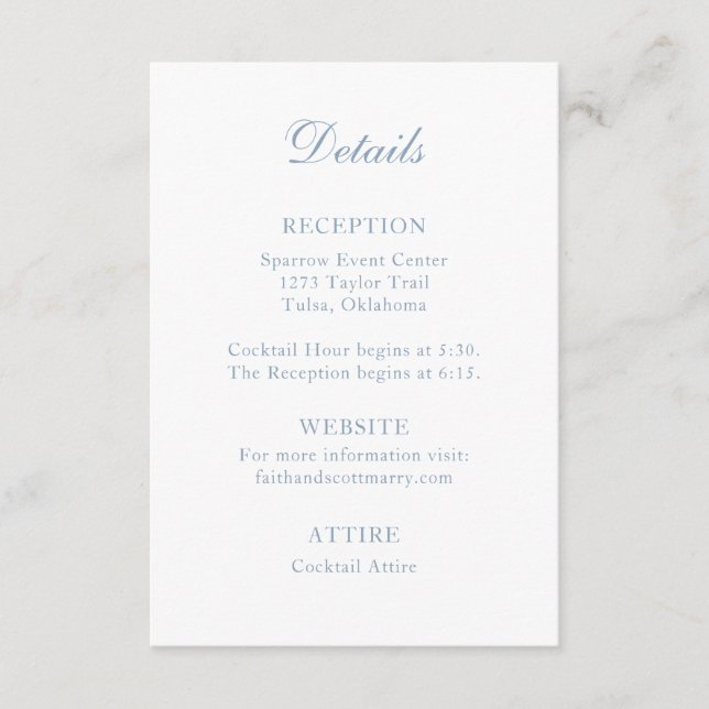 Detail Enclosure Card Dusty Blue Wedding Invite (Front)