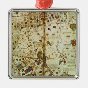 Detail from a Catalan World Map Metal Tree Decoration