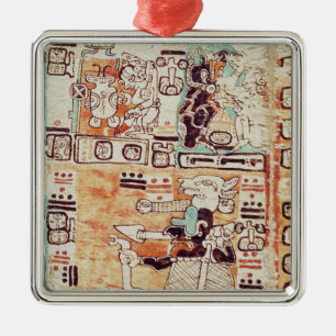 Detail from a Mayan Codex Metal Tree Decoration