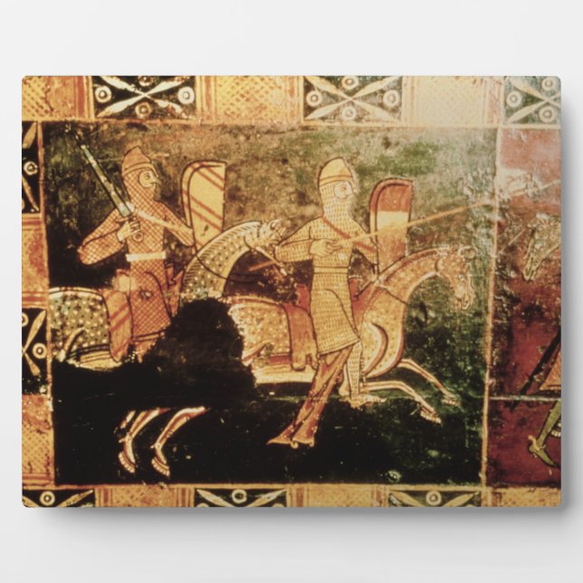 Detail from a wedding chest depicting soldiers goi plaque (Front)