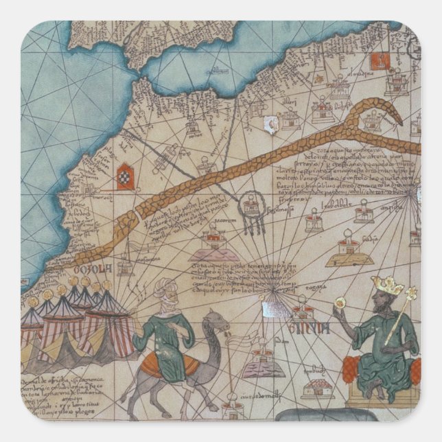 Detail from the Catalan Atlas, 1375 Square Sticker (Front)