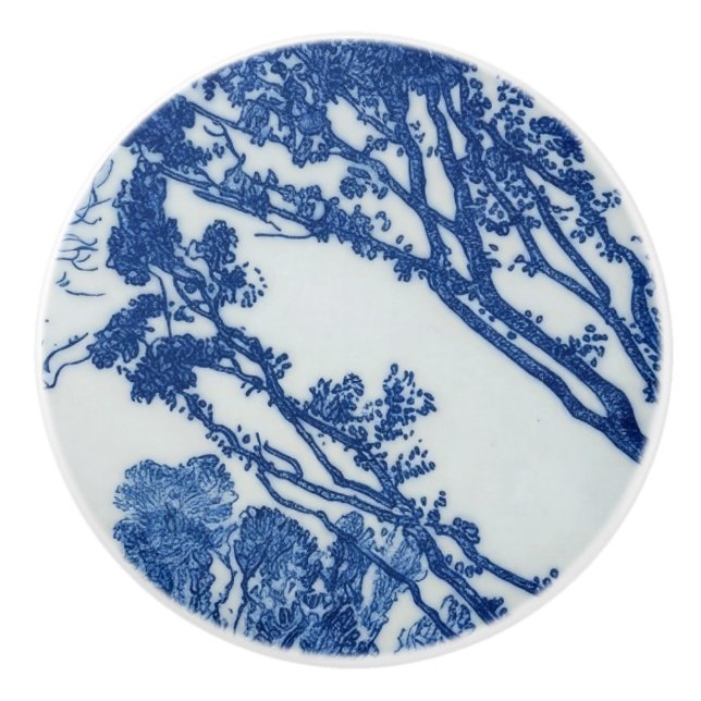 Detail Hedgerows,Cobalt Blue Ceramic Art Knob (Front)
