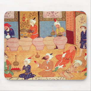 Detail of a banquet with musicians mouse pad