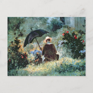 Detail of a Gentleman reading in a garden Postcard