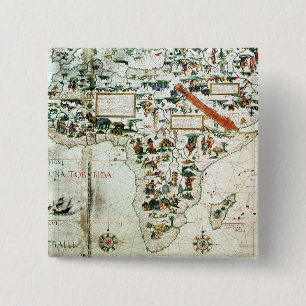 Detail of a map of the world showing Africa 15 Cm Square Badge