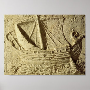 Detail of a relief of a boat, from a sarcophagus poster
