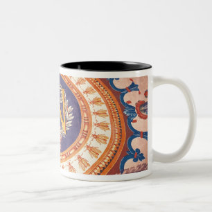 Detail of a rug with the 'N' of Napoleon I Two-Tone Coffee Mug