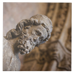 Detail of cloisters Patriarch Zacarias statue Tile