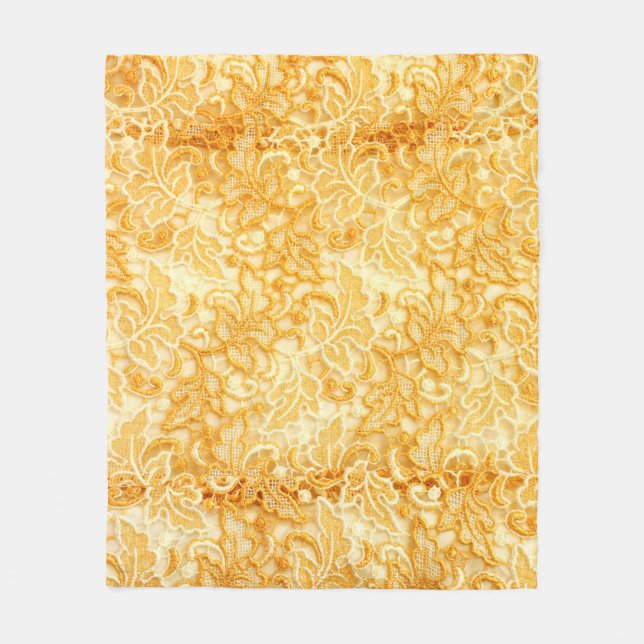 Detail of gold lace pattern fabric of cloth fleece blanket (Front)