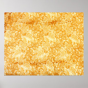 Detail of gold lace pattern fabric of cloth poster