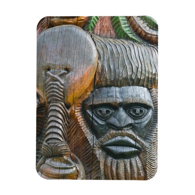 Detail of Kanak totem pole, Noumea, New Magnet (Vertical)