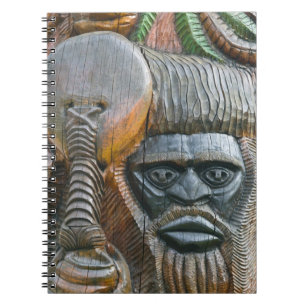 Detail of Kanak totem pole, Noumea, New Spiral Notebook