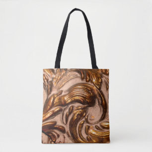 detail of ornamental picture frame, bronze colour. tote bag