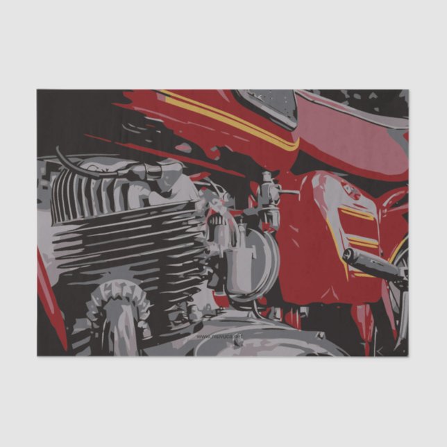 Detail of Red Motorcycle Tissue Paper (Front)