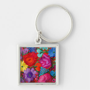 Detail of traditional embroidery floral textile key ring
