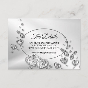 Detail Wedding Silver Shiny Hearts Elegant Enclosure Card