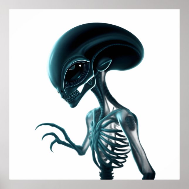 Detailed Alien with Skeletal Structure Visible Poster (Front)