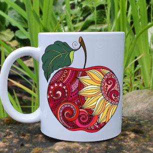 Detailed apple art mug