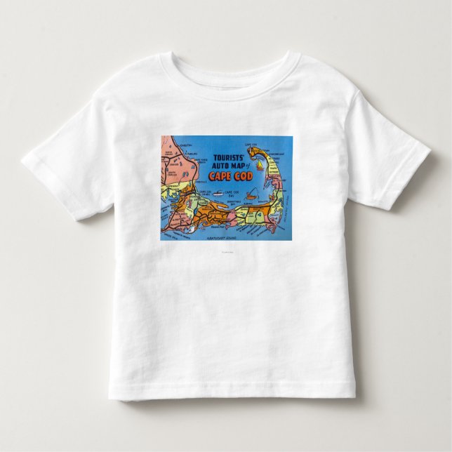 Detailed Auto Map of Cape Cod Toddler T-Shirt (Front)