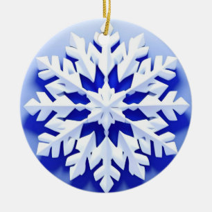 Detailed Blue Snowflake Ceramic Tree Decoration