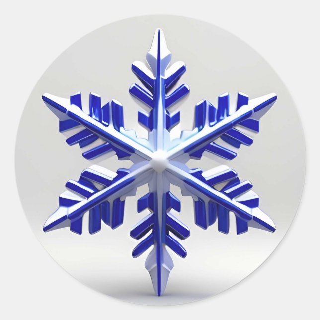Detailed Blue Snowflake Classic Round Sticker (Front)