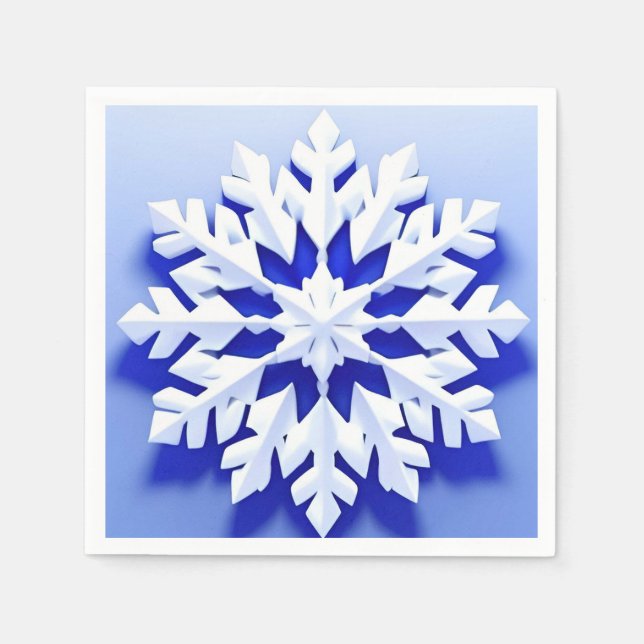 Detailed Blue Snowflake Napkin (Front)