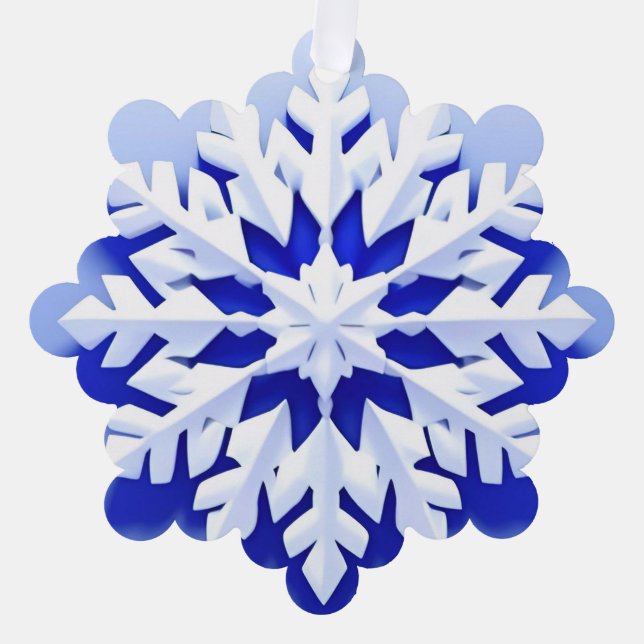 Detailed Blue Snowflake Tree Decoration Card (Front)